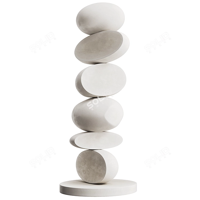 Modern Minimalist Totem Sculpture 3D model image 2