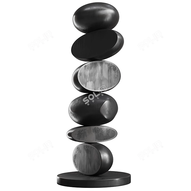 Modern Minimalist Totem Sculpture 3D model image 3