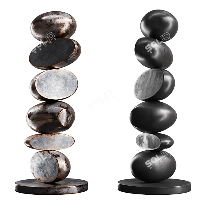 Modern Minimalist Totem Sculpture 3D model image 4