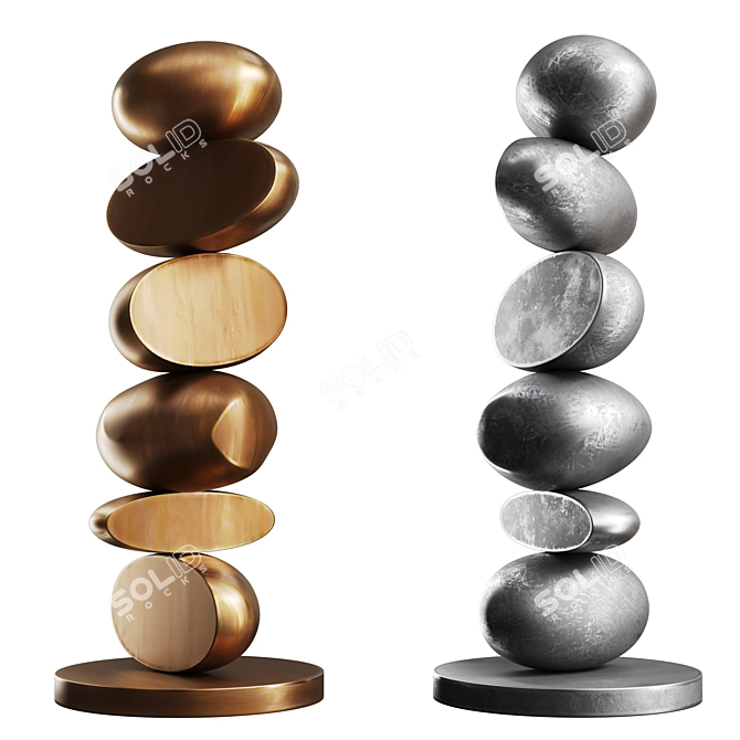 Modern Minimalist Totem Sculpture 3D model image 5