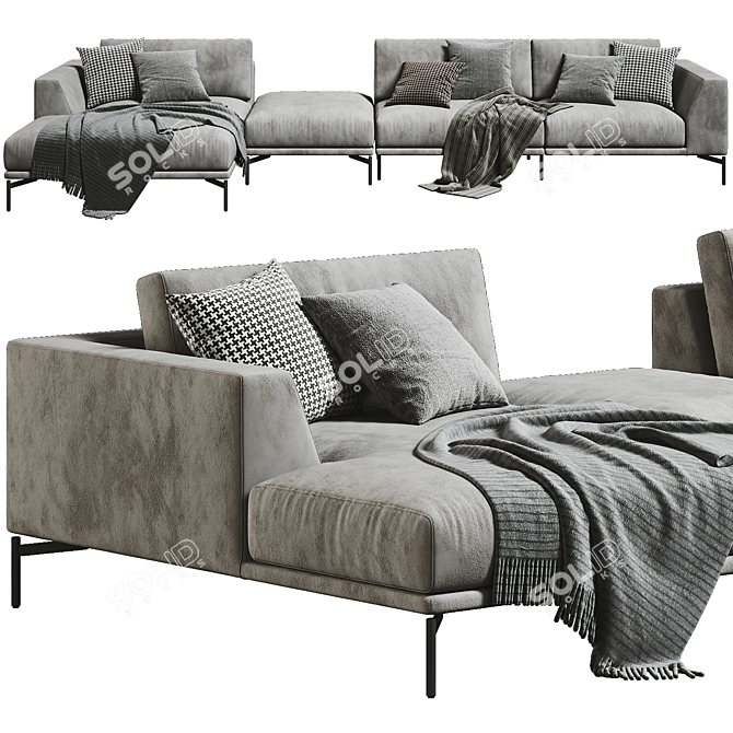 Luxurious Arflex Chaise Longue Sofa 3D model image 3