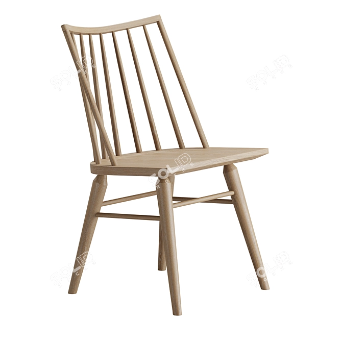 Black Oak Windsor Dining Chair 3D model image 2