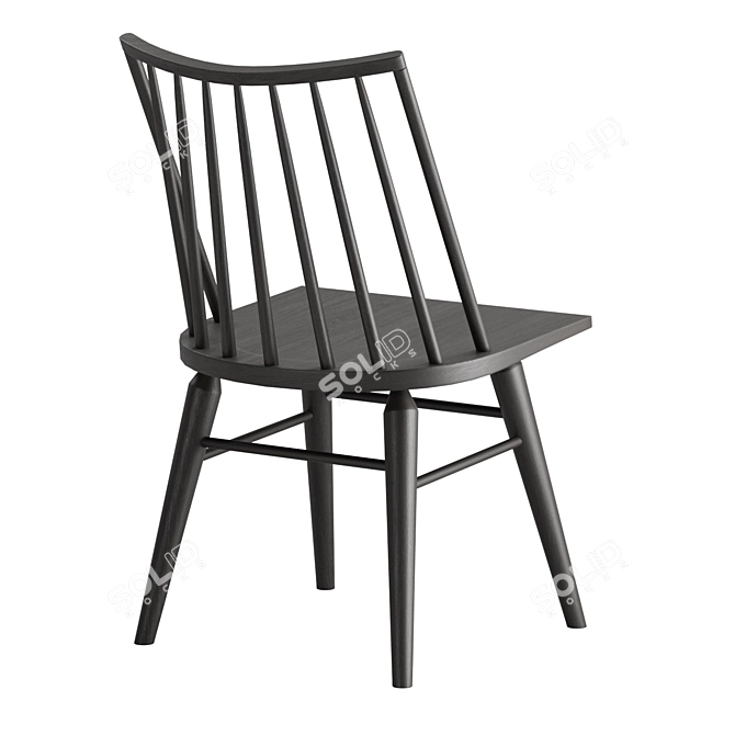 Black Oak Windsor Dining Chair 3D model image 3