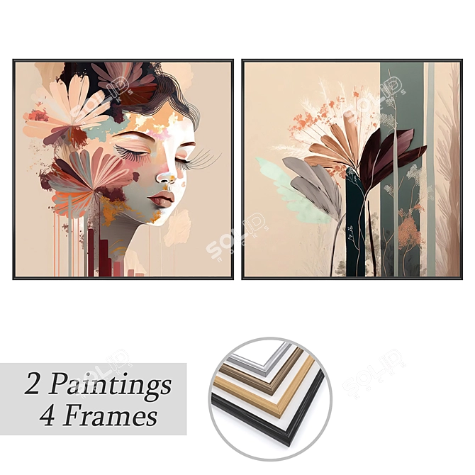 Artwork Set with Multiple Frames 3D model image 1