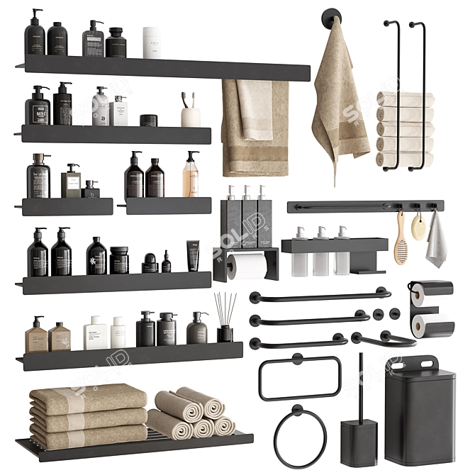 Modern Bathroom Accessories Set 3D 3D model image 1