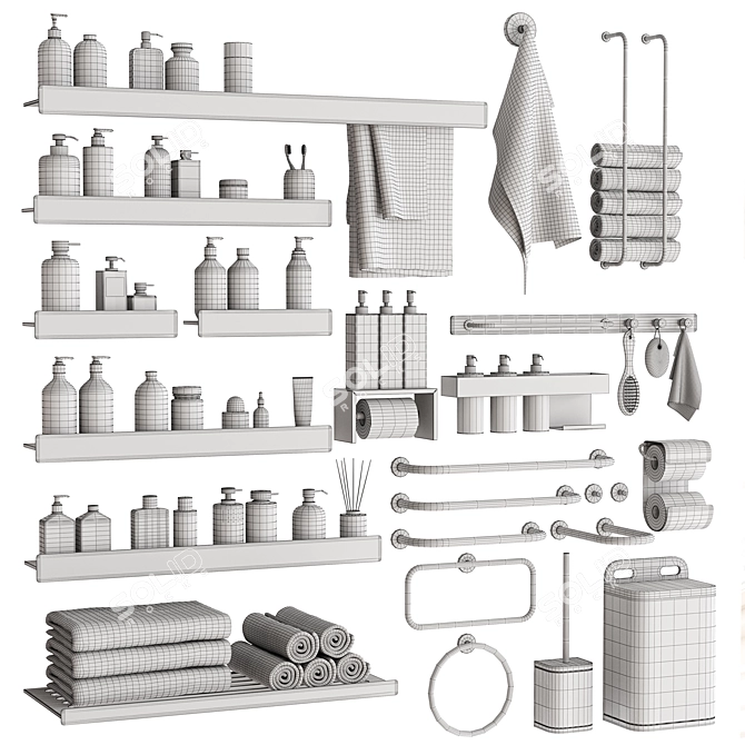 Modern Bathroom Accessories Set 3D 3D model image 7