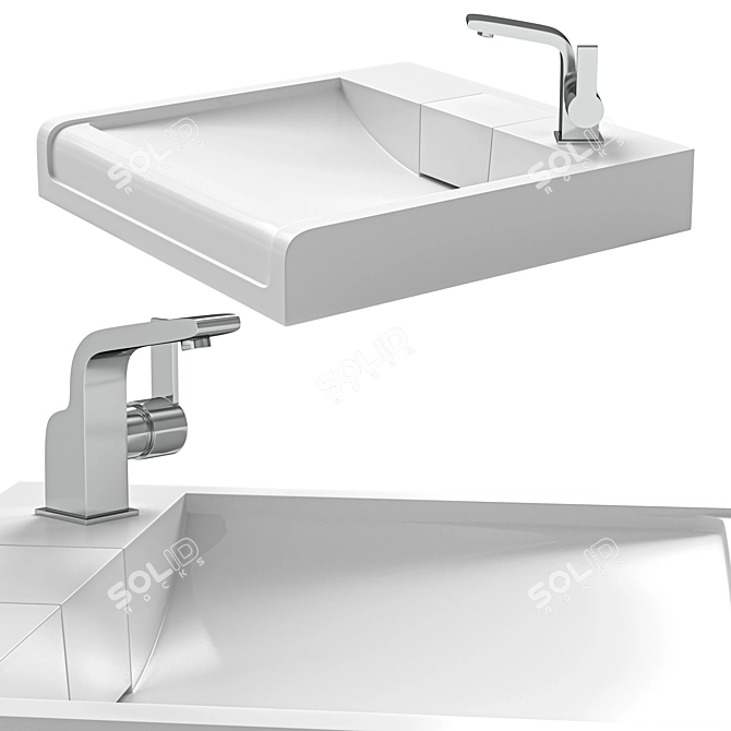 BAU Cerama 60x60 Sink Over Washer 3D model image 2