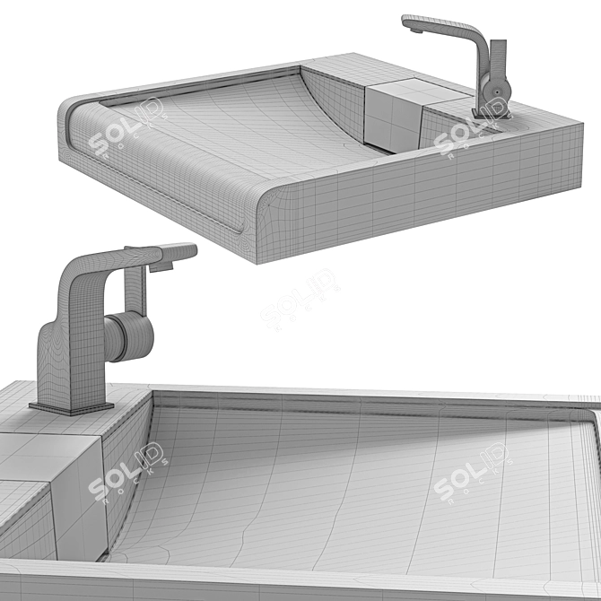 BAU Cerama 60x60 Sink Over Washer 3D model image 3