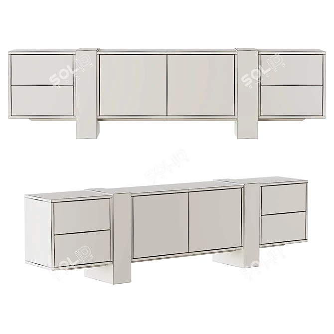 Athena Solid Wood Media Console 3D model image 5