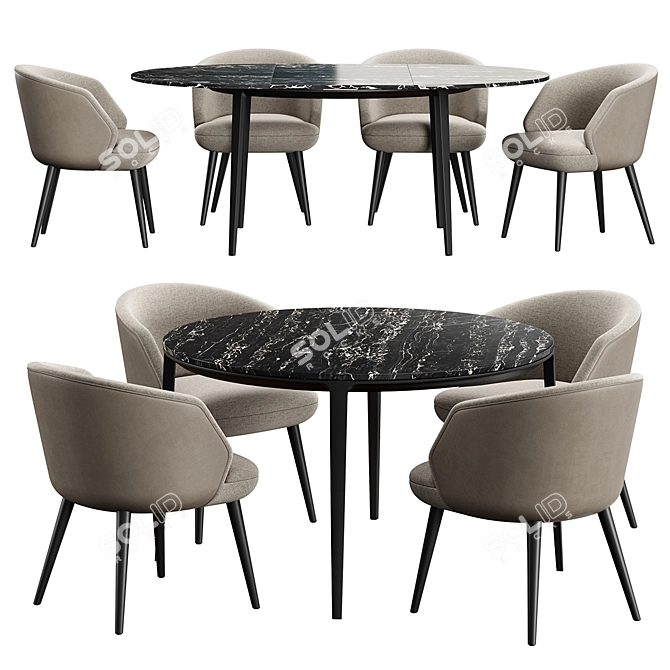 Modern Dining Chairs and Table 3D model image 1