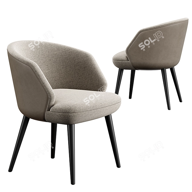 Modern Dining Chairs and Table 3D model image 2