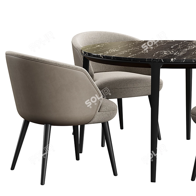 Modern Dining Chairs and Table 3D model image 3