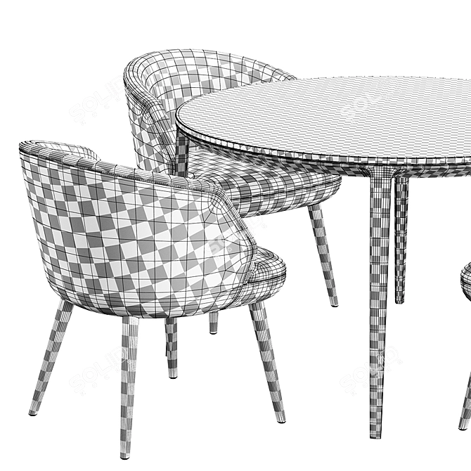 Modern Dining Chairs and Table 3D model image 6