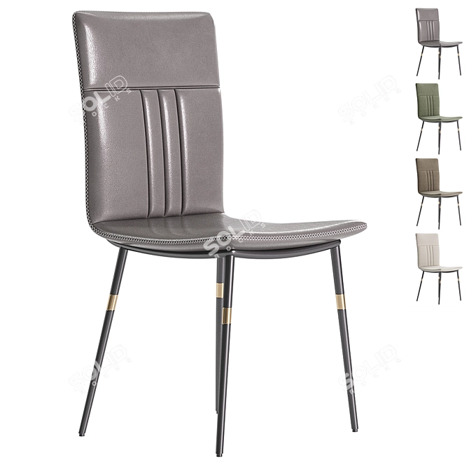 Sleek High-Back Leather Dining Chair 3D model image 1