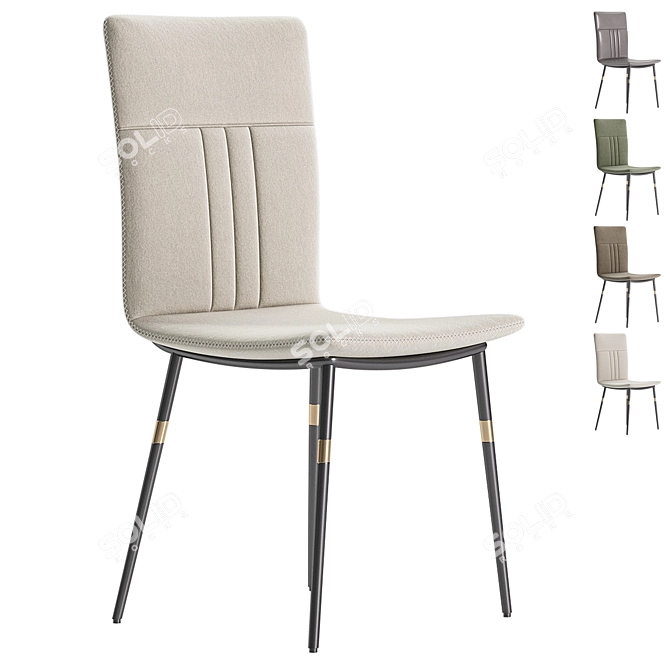 Sleek High-Back Leather Dining Chair 3D model image 2