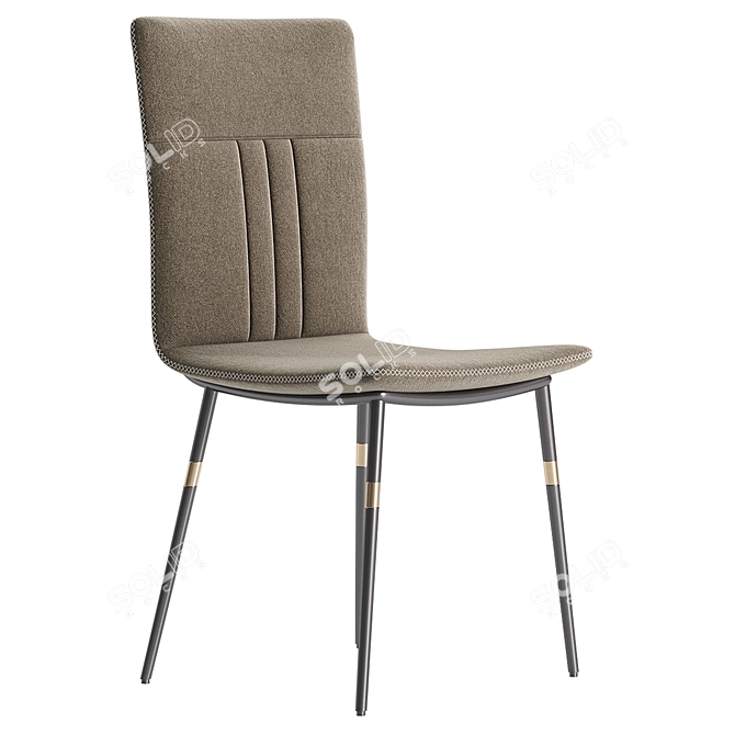 Sleek High-Back Leather Dining Chair 3D model image 3