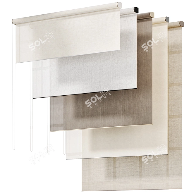 Modern Roller Blinds Curtains Set 3D model image 4