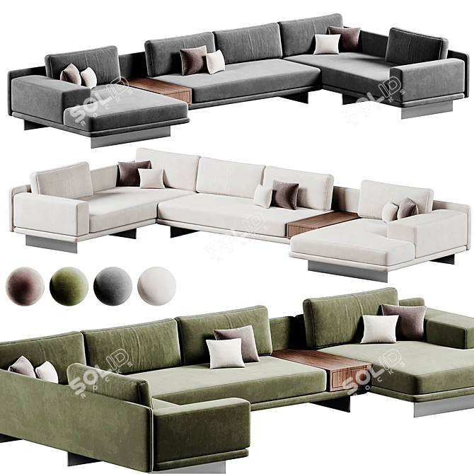 Dresden Modular Sectional Sofa Set 3D model image 1