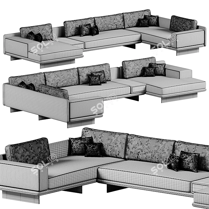 Dresden Modular Sectional Sofa Set 3D model image 5