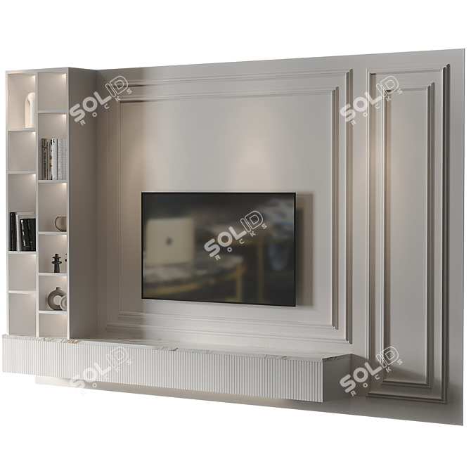 Modern TV Wall Set Design 3D model image 1
