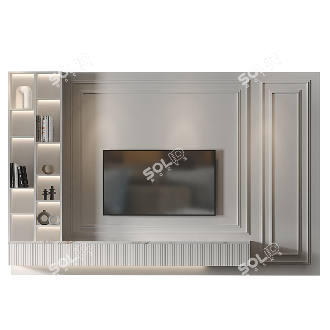Modern TV Wall Set Design 3D model image 2