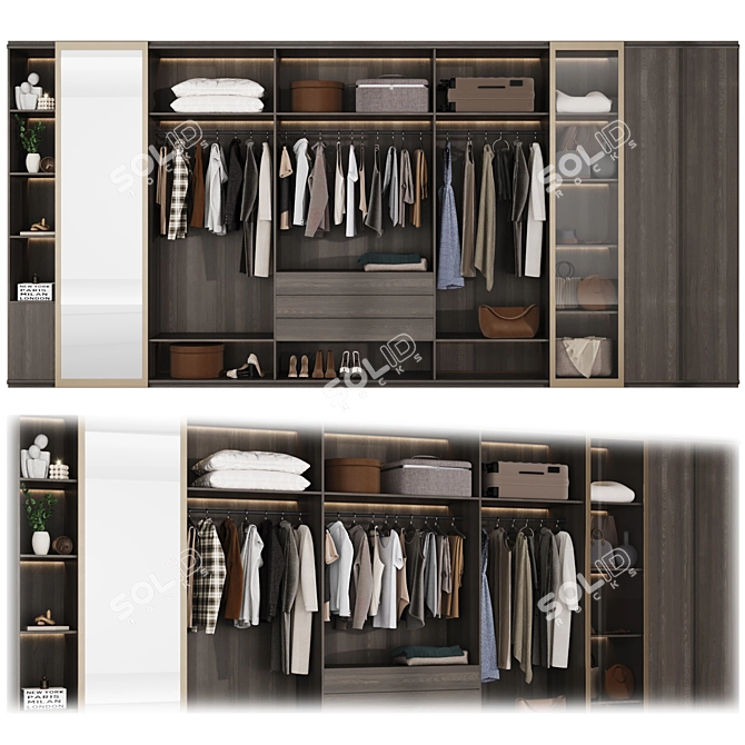 Modern Wardrobe with Customize Options 3D model image 1