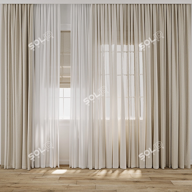  3D Curtain Model with Textures 3D model image 1