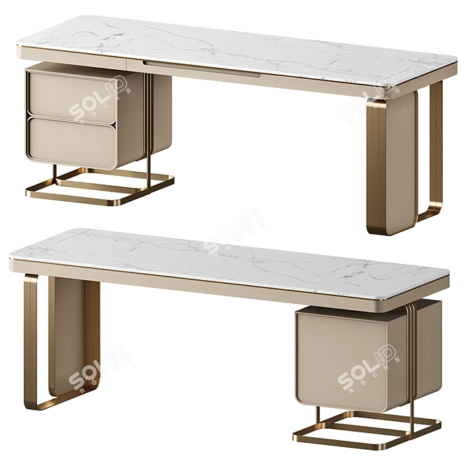 Marble Surface Work Desk 3D model image 1