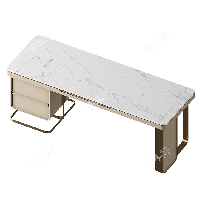 Marble Surface Work Desk 3D model image 2