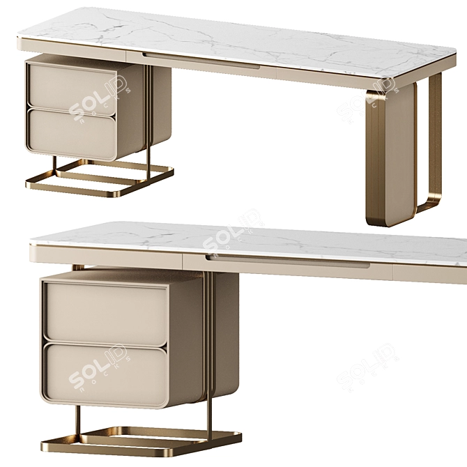 Marble Surface Work Desk 3D model image 3