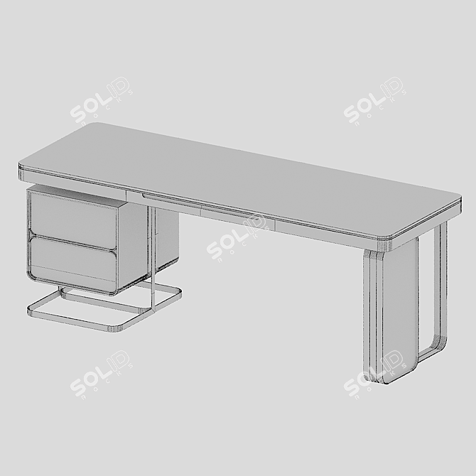 Marble Surface Work Desk 3D model image 4