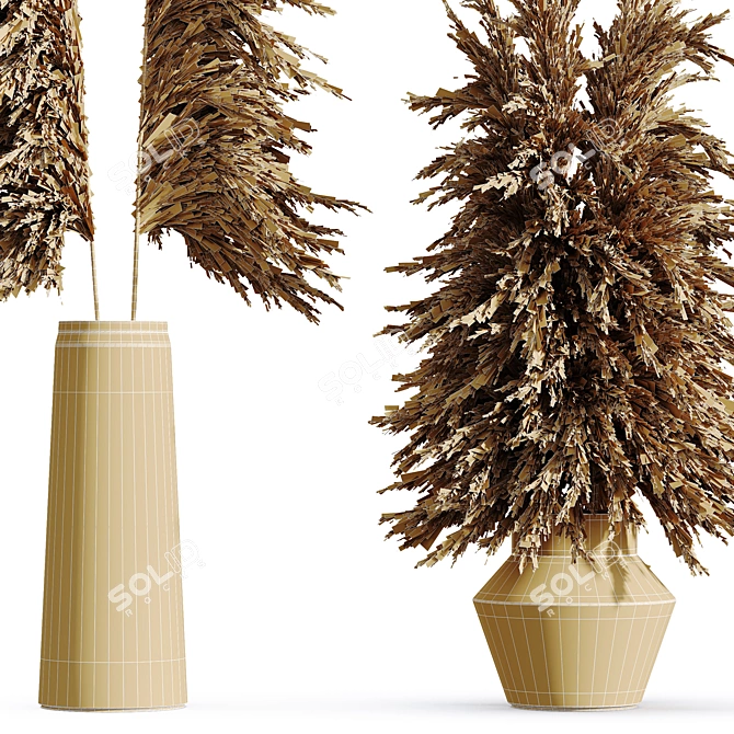 Natural Pampas Grass Decor Set 3D model image 4