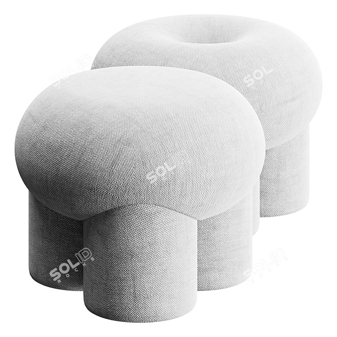 Elegant Seating Pouf Ottoman 3D model image 3