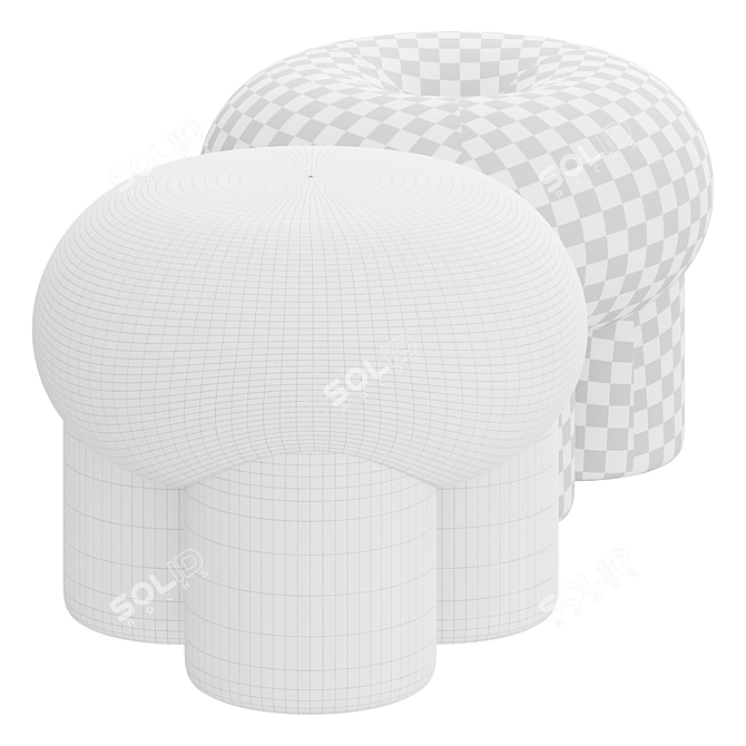 Elegant Seating Pouf Ottoman 3D model image 4