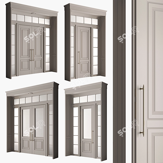 Rustic Wood Front Door Set 3D model image 1