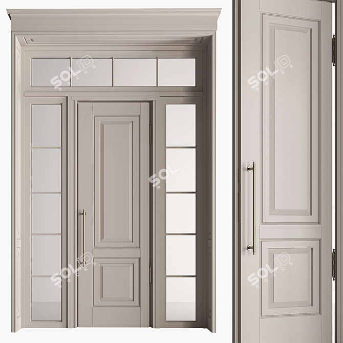 Rustic Wood Front Door Set 3D model image 2