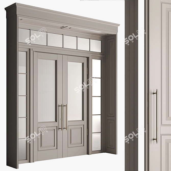 Rustic Wood Front Door Set 3D model image 5