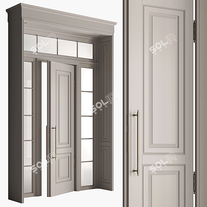 Rustic Wood Front Door Set 3D model image 6