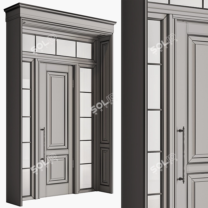 Rustic Wood Front Door Set 3D model image 7