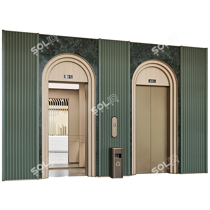 Modern Elevator Lobby Design Kit 3D model image 1