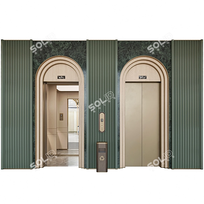 Modern Elevator Lobby Design Kit 3D model image 2