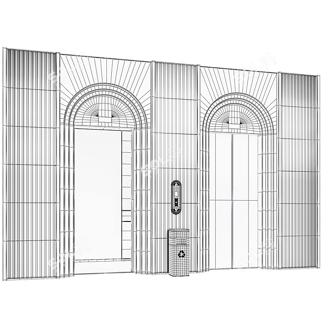 Modern Elevator Lobby Design Kit 3D model image 3