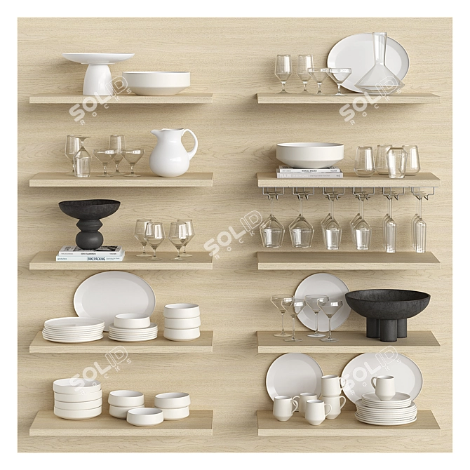 Decorative kitchen and tableware set 3D model image 2