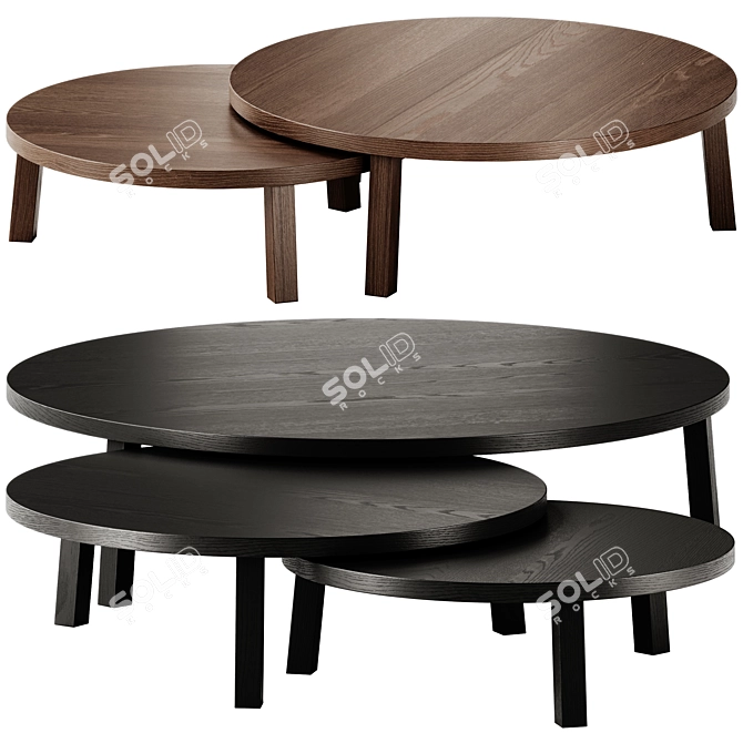 Round Wooden Leila Coffee Tables 3D model image 1