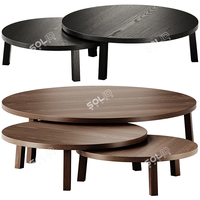 Round Wooden Leila Coffee Tables 3D model image 2
