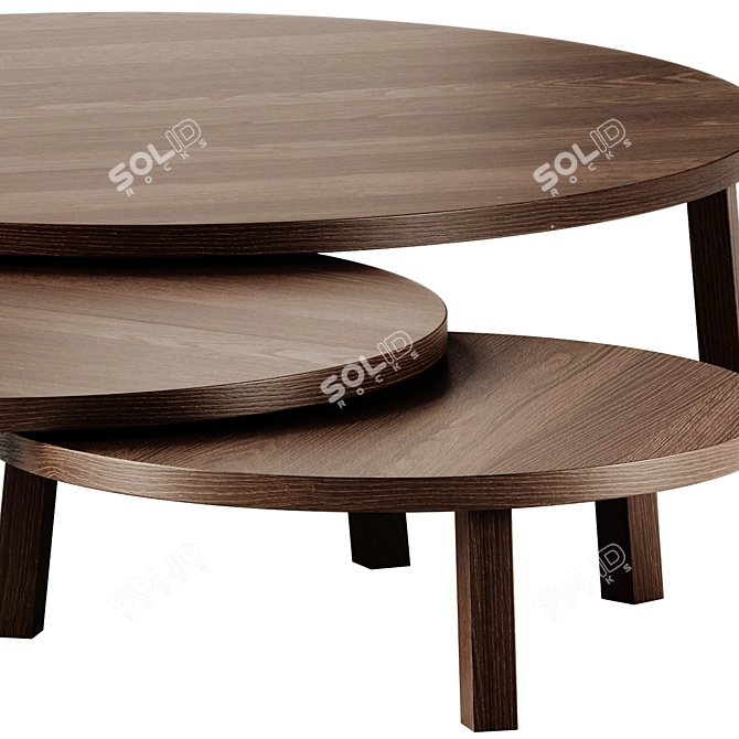 Round Wooden Leila Coffee Tables 3D model image 5