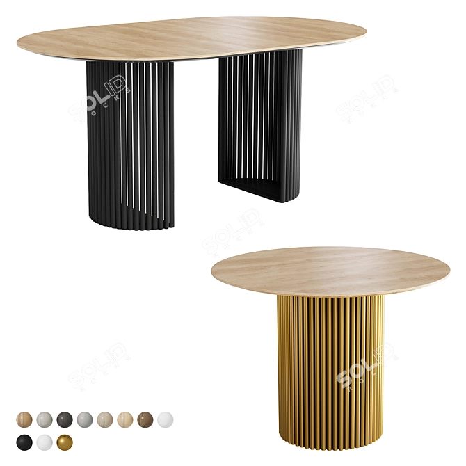 Modern Dining Table with Metal Base 3D model image 1