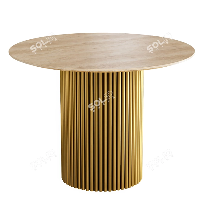 Modern Dining Table with Metal Base 3D model image 2