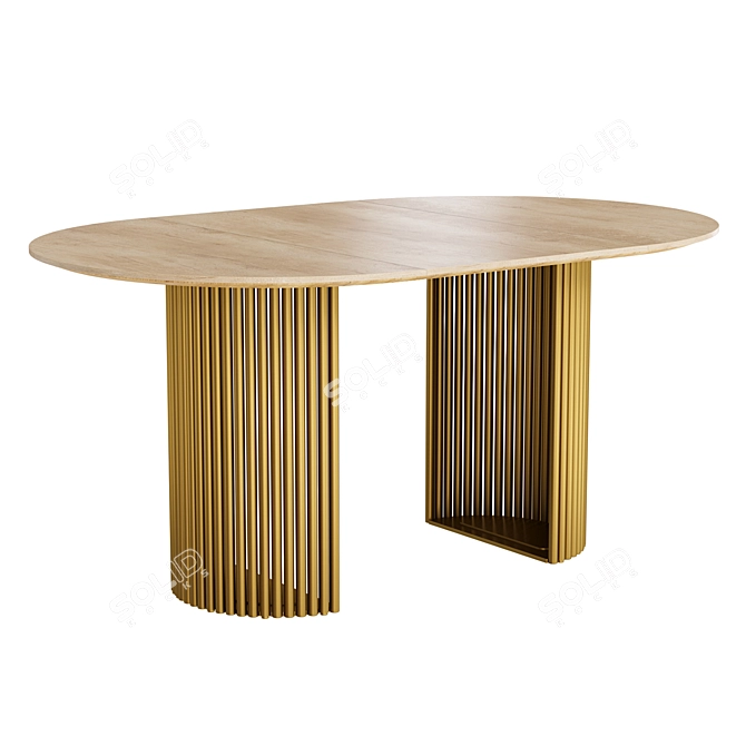 Modern Dining Table with Metal Base 3D model image 4