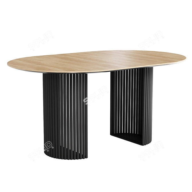 Modern Dining Table with Metal Base 3D model image 5